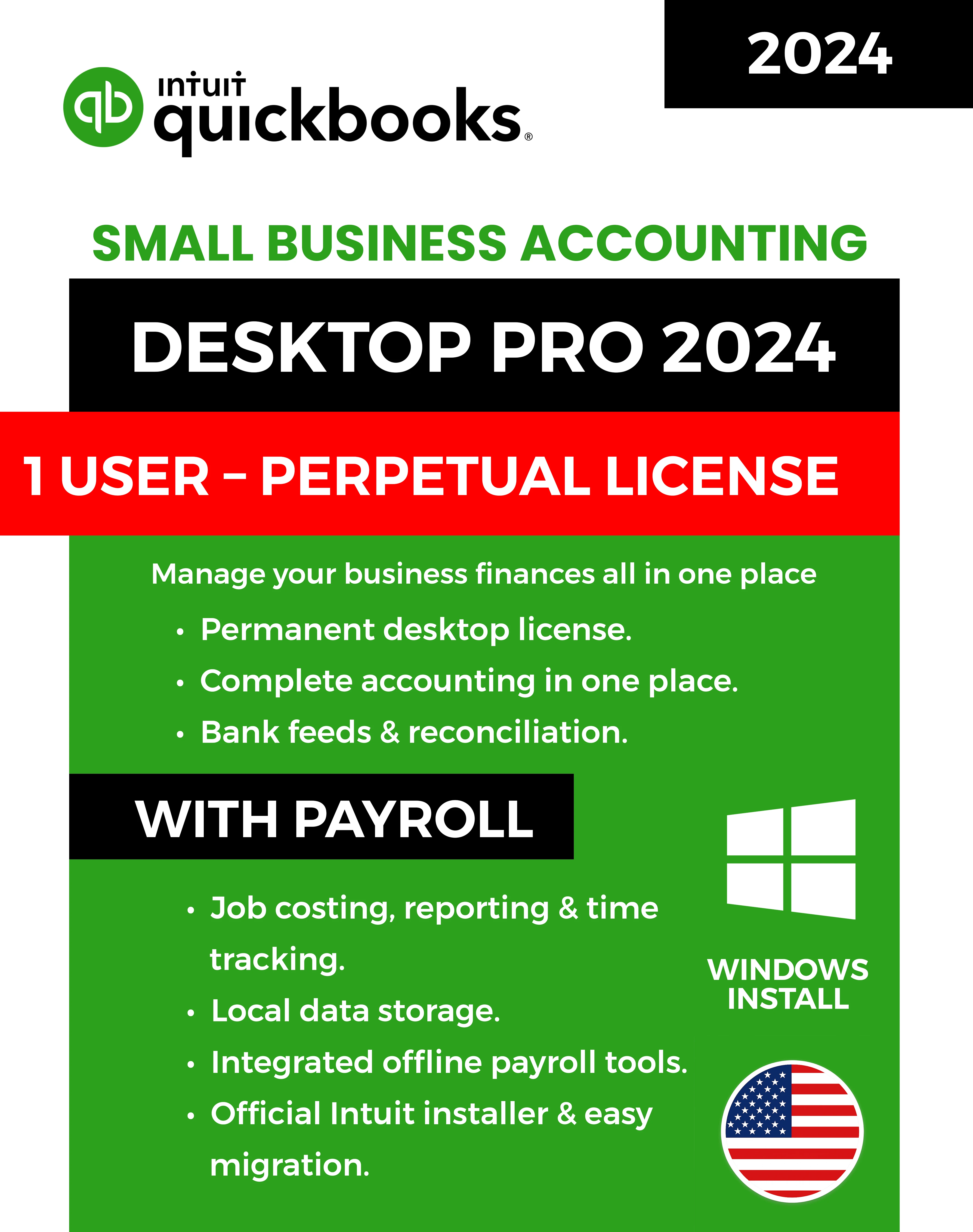 QuickBooks Desktop Pro 2024 - 1 User - Windows