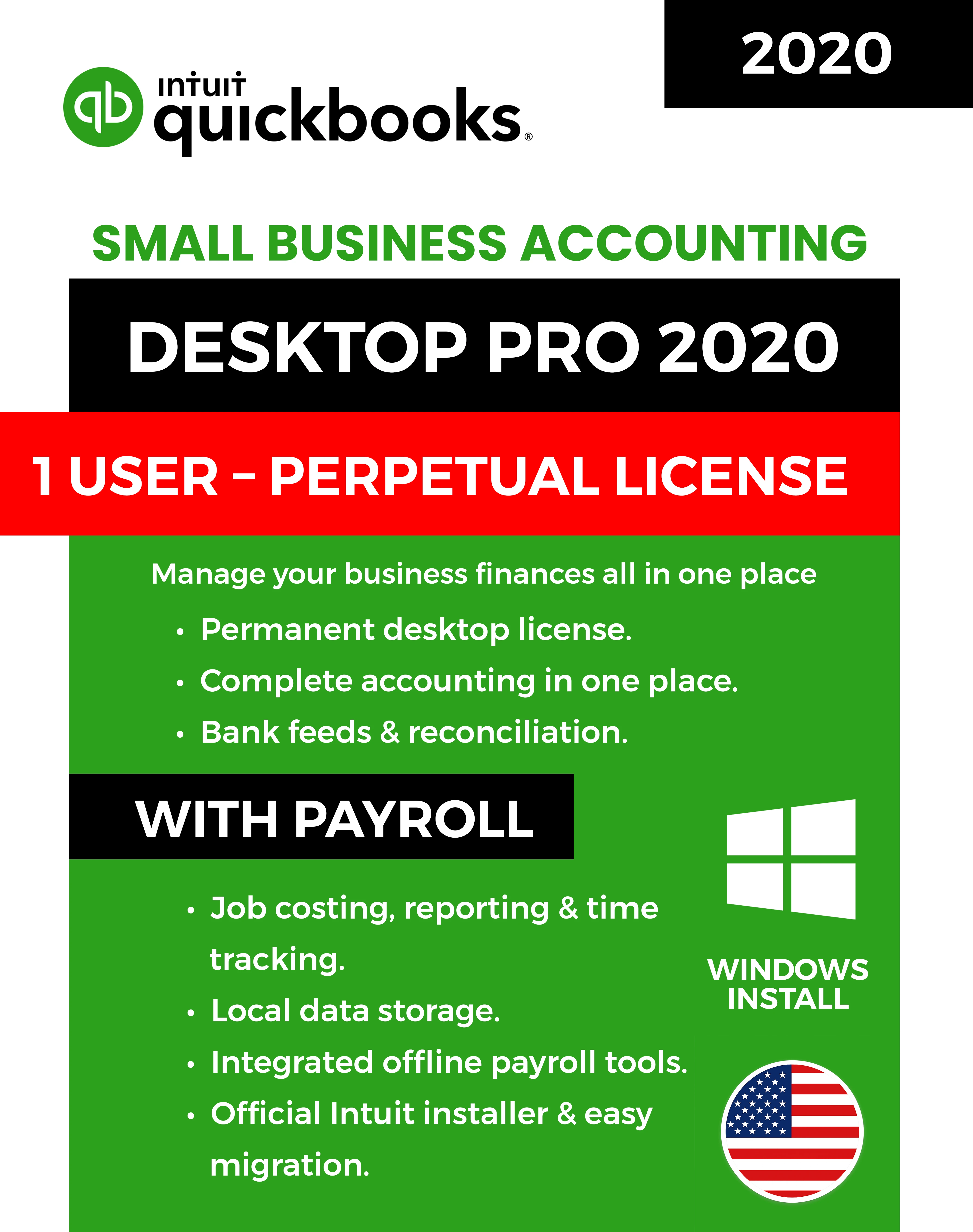 QuickBooks Desktop Pro 2020 - 1 User - Windows
